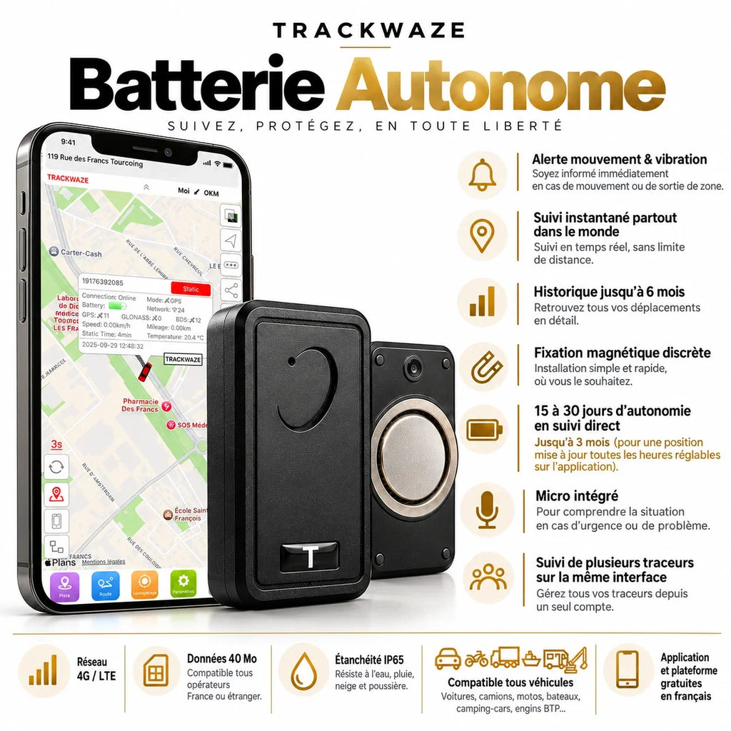 Traceur GPS - Batterie autonome