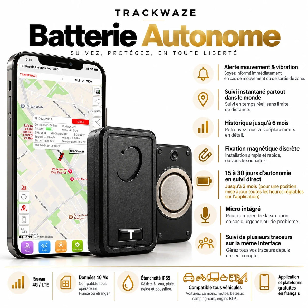 Traceur GPS - Batterie autonome